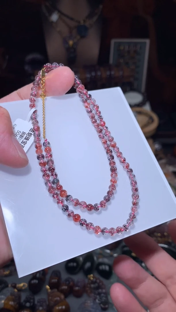 水晶珠宝半成品未镶嵌金草莓项链，多样性发一