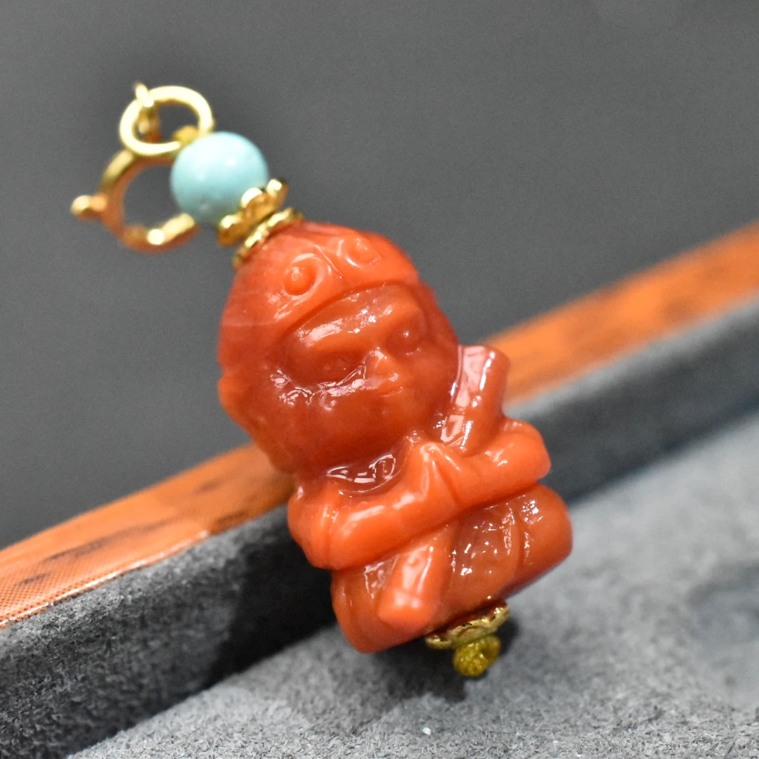 【一九珠宝】S925银南红瓦西悟空滴流-卡16mm  YJ9012-1