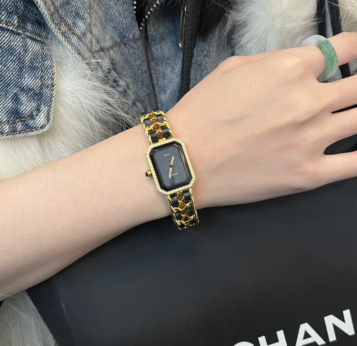99新 Chanel/香奈儿 方糖黑盘编织腕带26*20盘后钻 dr
