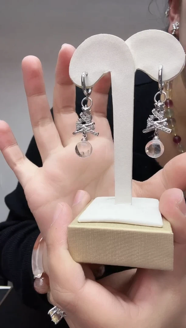 未镶嵌耳饰水晶天然圣诞耳钉46