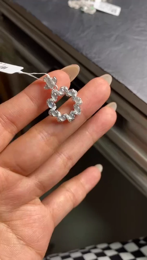 银S925镶嵌戒指翡翠天然A货翡翠