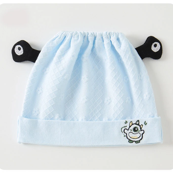 婴儿夏季帽子薄款春秋可爱纯棉新生胎帽宝宝男女新生儿无骨囟门