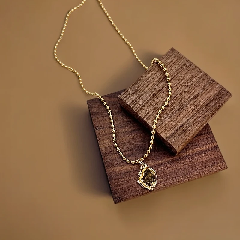 坠链均925银 纯银饰品项链银镀金项链调色盘气质轻奢小众个性精致