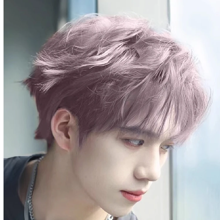 【犬系男友】MEISU也萌假发男式帅气灰紫色短发造型微分碎盖全头套