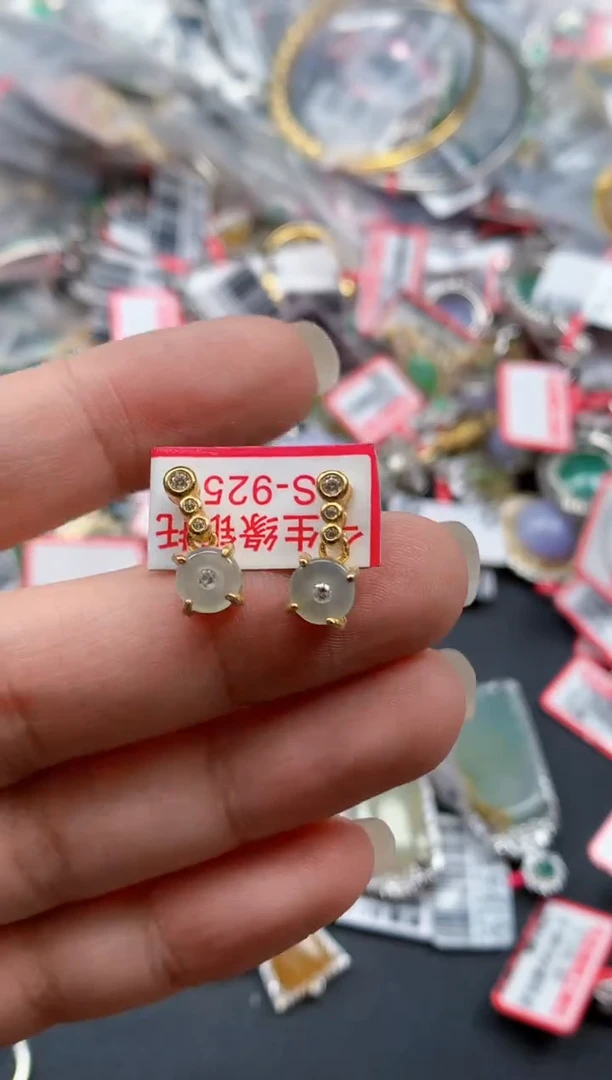 银S925镶嵌戒指翡翠天然A货缅甸翡翠