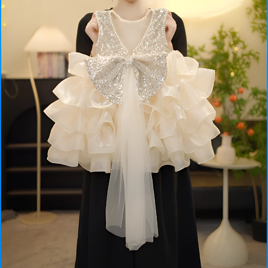 【YJ盈盈金蝶】2025女童轻奢礼服裙春夏秋季新款立体走秀洋气蓬蓬裙