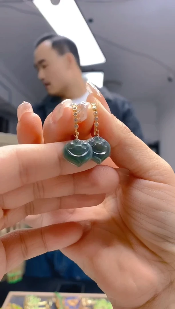 【闪购商品】翡翠耳饰合金357翡翠耳钩