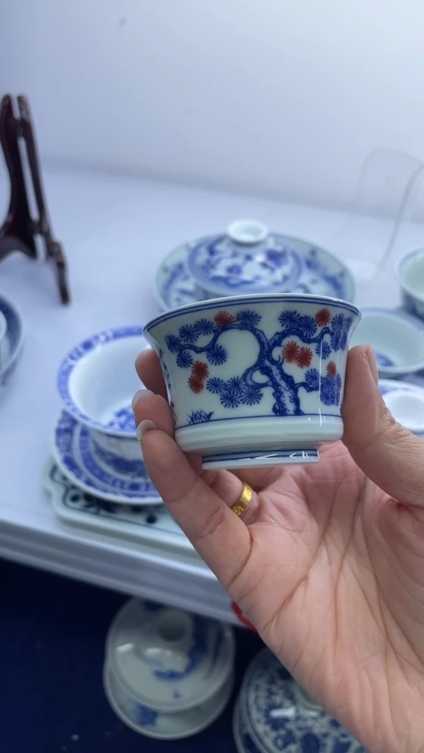 釉里红松竹梅客杯