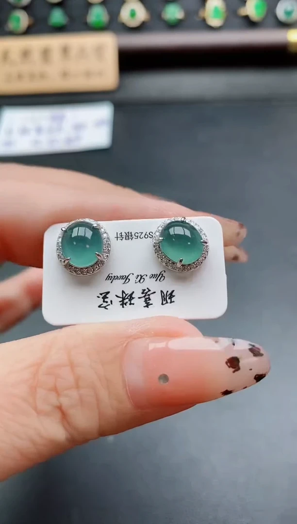 银S925镶嵌戒指翡翠1