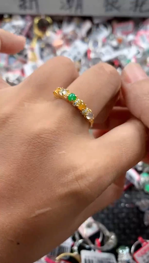 银S925镶嵌戒指翡翠777             1