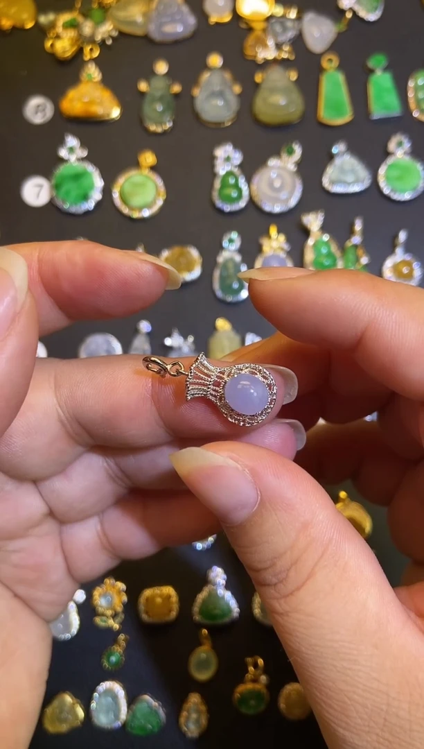 吊坠(不含链)银S925镶嵌翡翠1