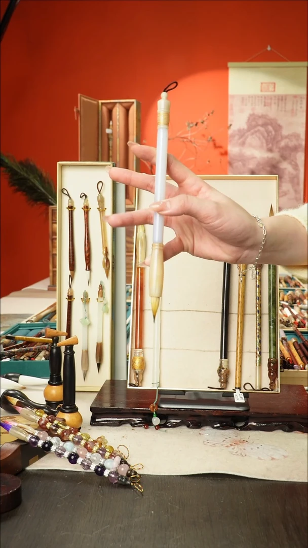 21号闪孤品高货毛笔链接 清水试笔 蘸墨不退