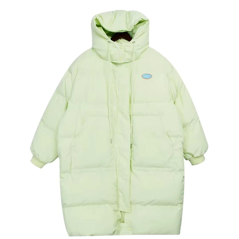 （清货） 连帽棉服女韩系加厚袄长款过膝面棉衣宽松外套8010