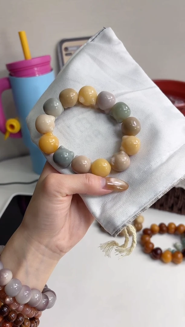 手串菩提根/象牙果沐m77干磨横孔猫猫头18*20mm手串