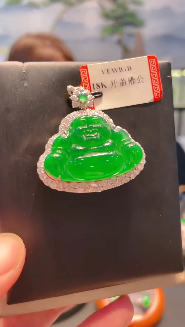 翡翠18K金镶嵌颈饰翡翠A66