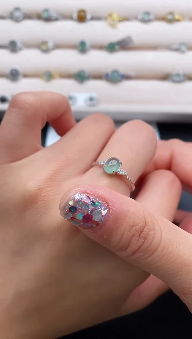 银S925镶嵌戒指翡翠11111111+9