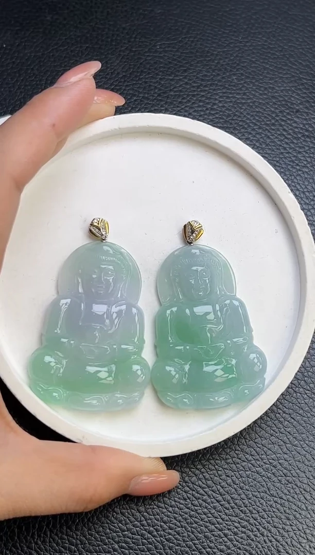 翡翠18K金镶嵌颈饰YM1090-11 观音多样性发一