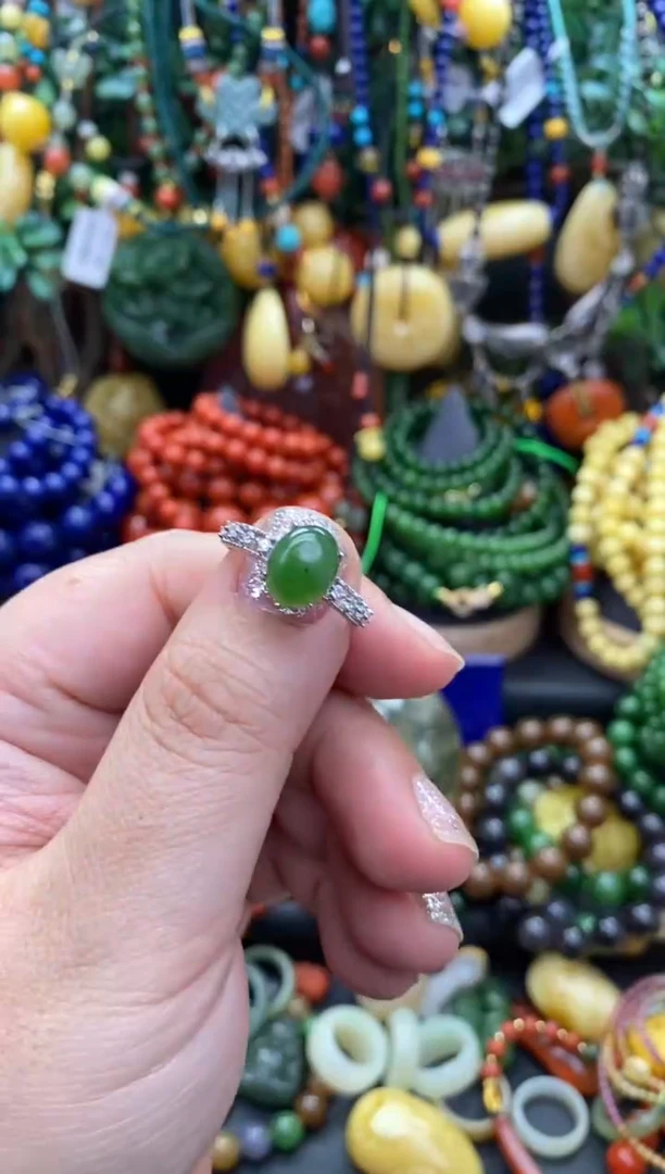 【闪购商品】和田玉（碧玉）戒指未镶嵌和田玉戒指