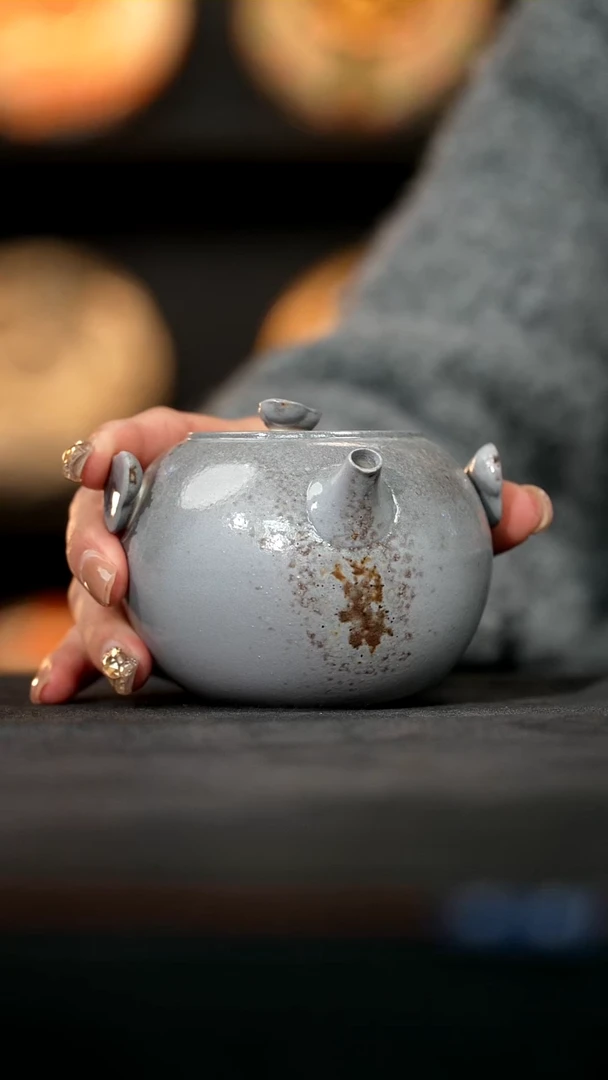 厚山柴烧银河灰壶