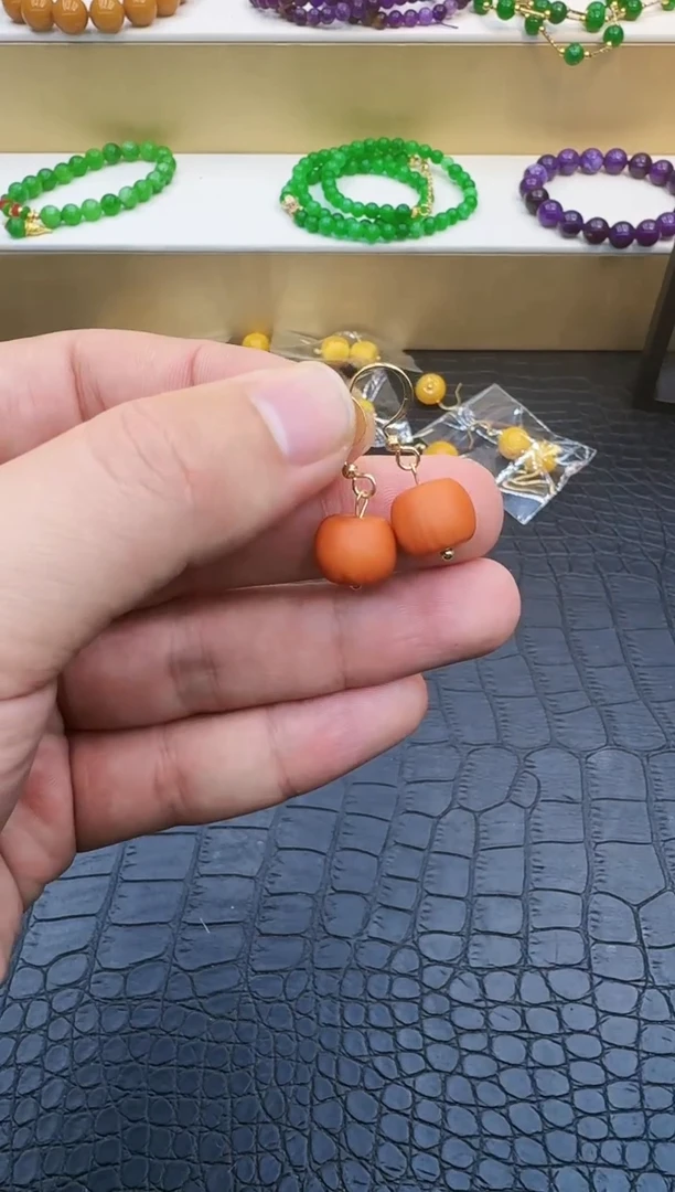 【闪购商品】蜜蜡耳饰14K金镶嵌005