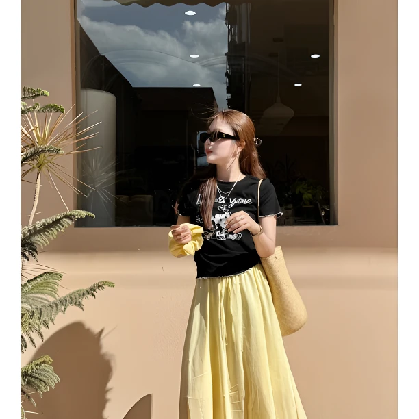 Sunshine【撒娇米奇】韩系小众百搭高质减龄简约设计感夏季t恤