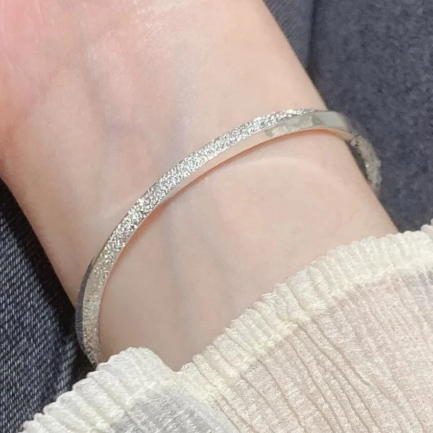 足银手镯 54号链接 莫比乌斯开口手镯实心小众风时尚百搭送女友