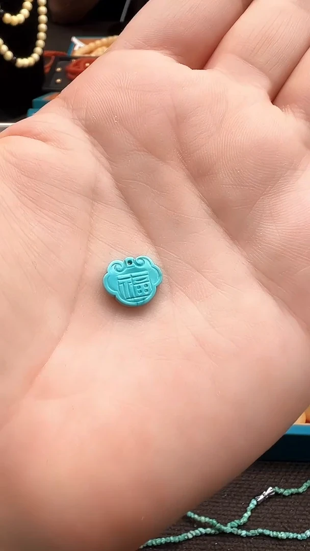 未镶嵌绿松石配饰配珠绿松石精工小福锁