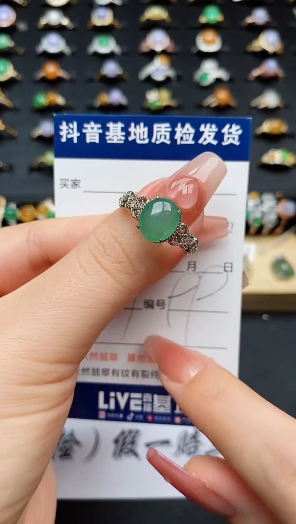 翡翠戒指银S925镶嵌.............