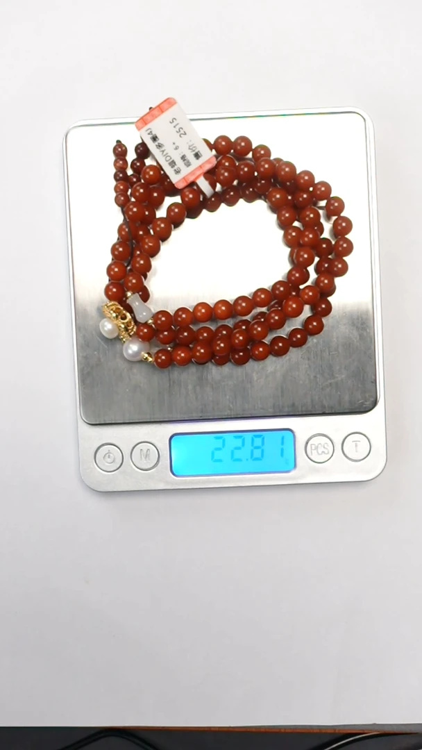 【闪购商品】琥珀颈饰未镶嵌古董蜡圆珠项链diy珍珠&翡翠6mm