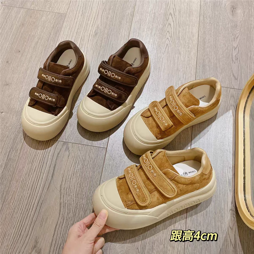 复古魔术贴9881阿甘鞋板鞋女2025秋季新款韩版厚底松糕休闲鞋