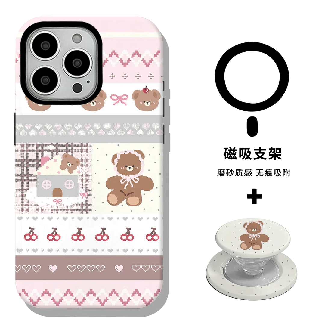 像素小熊适用苹果16ProMax磁吸二合手机壳创意设计高颜值保护壳