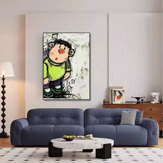 砂岩简约现代卡通客厅玄关走廊画动漫儿童房趣味挂画胖虎4060