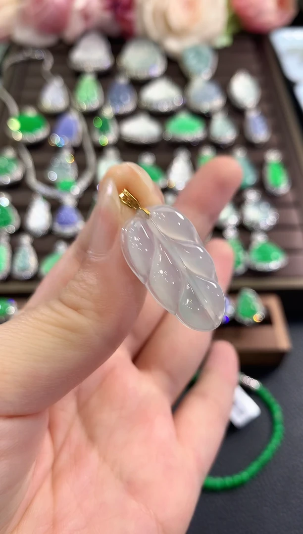 吊坠(不含链)18K金镶嵌翡翠b6