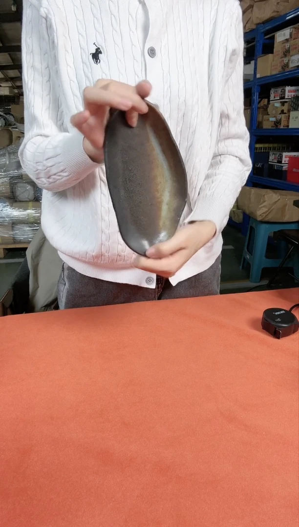 陶瓷窑变流沙金8.0英寸叶型盘单个