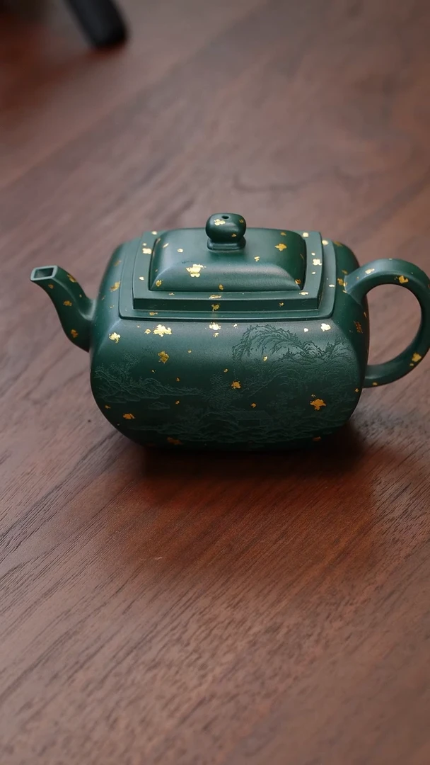 茶壶紫砂毒物 绿泥 丁卯壶刻绘和石