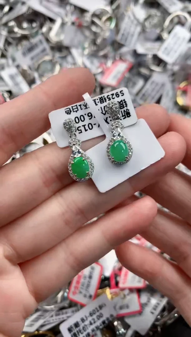 银S925镶嵌戒指翡翠999     7