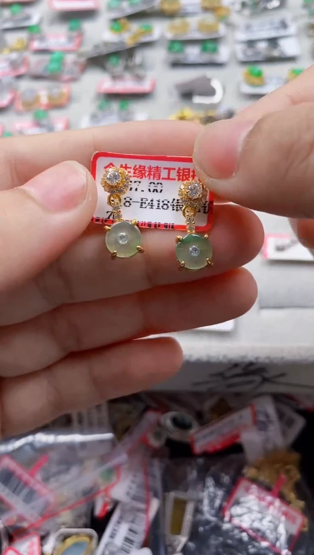 翡翠戒指银S925镶嵌888---5