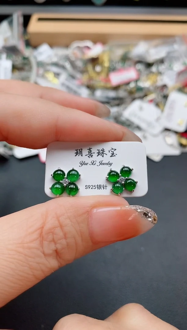 银S925镶嵌戒指翡翠3