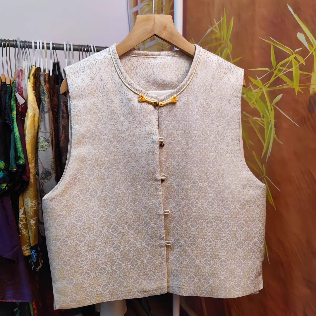 【宋锦马甲】100％桑蚕丝马甲专柜撤柜坎肩马夹高货孤品捡漏清仓