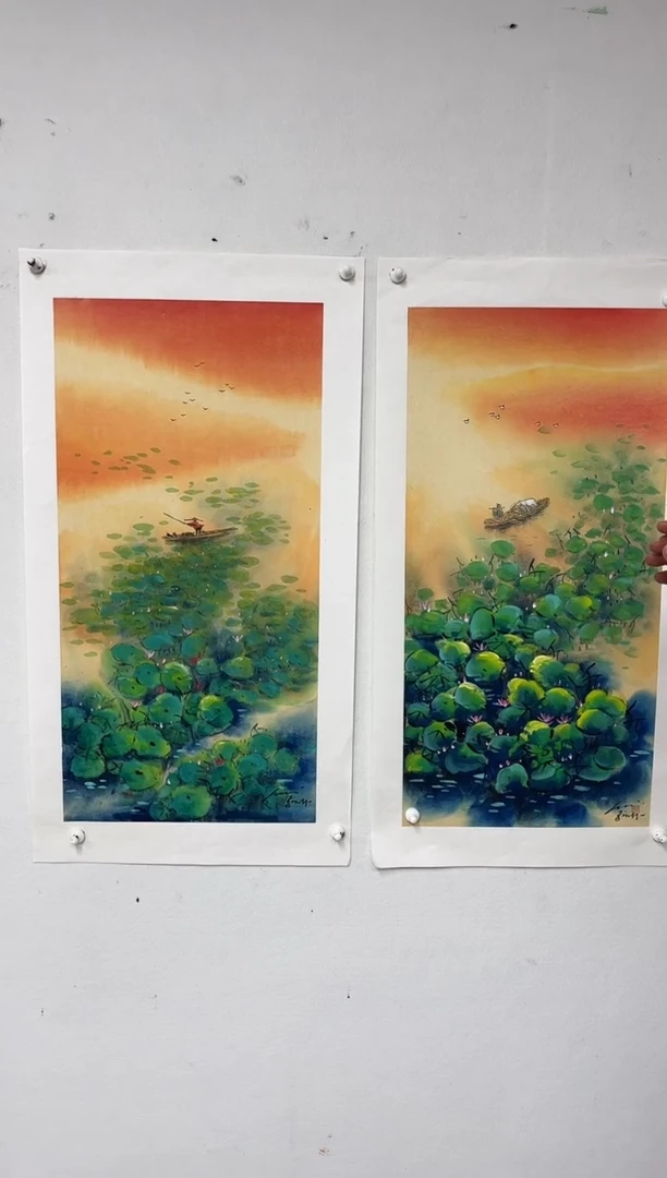 国画李庆林-2平尺-荷花-随机