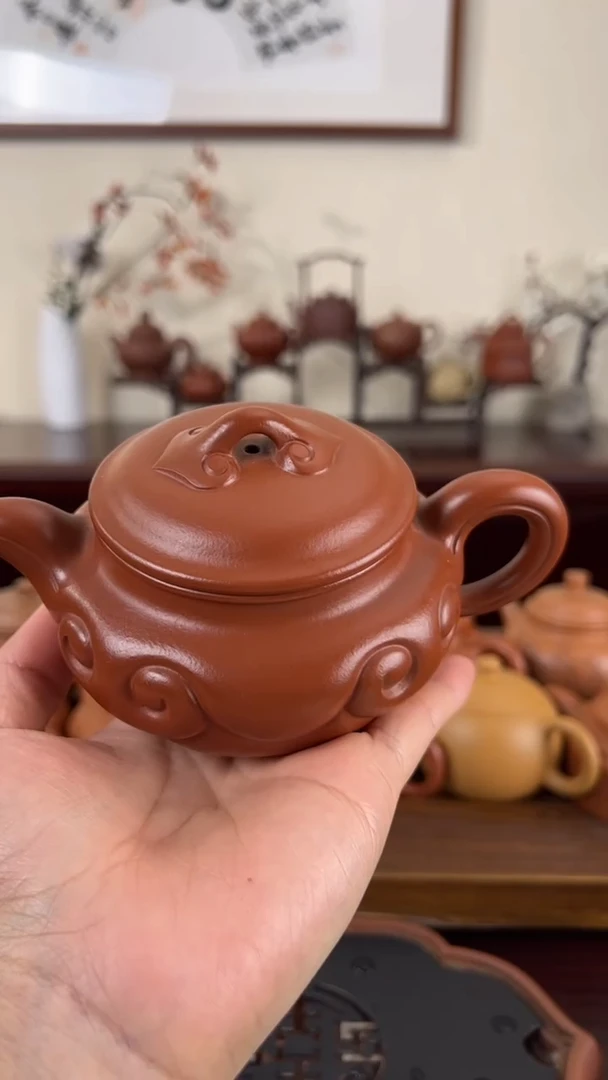 【闪购商品】紫砂茶壶朱泥仿古如意壶260CC