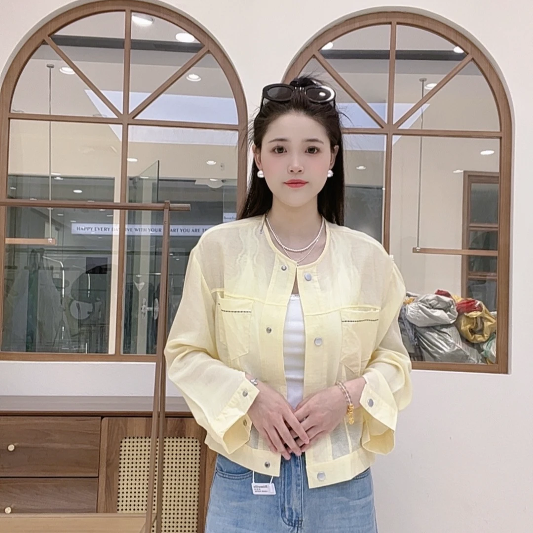 【三懿服饰】莱赛尔短外套欧若风新款圆领薄夹克-7785