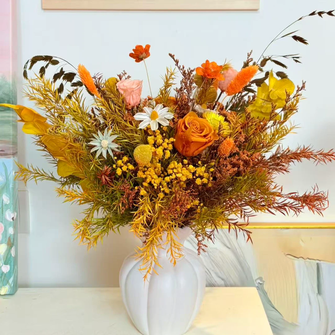 【冬日暖阳】餐桌边几电视柜适用的永生花花束