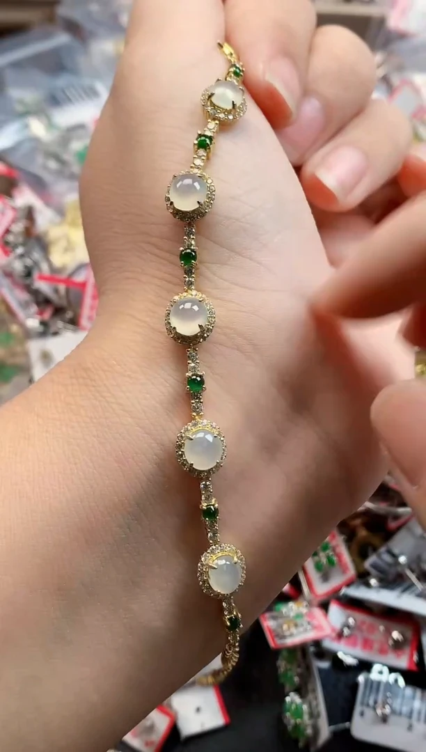 银S925镶嵌戒指翡翠天然A货缅甸翡翠