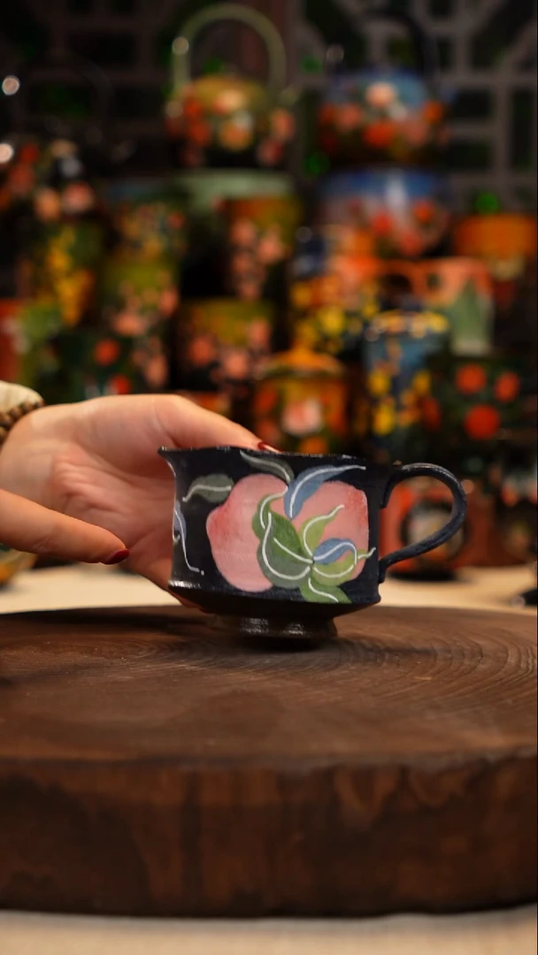 岩彩釉   釉下彩   杯子