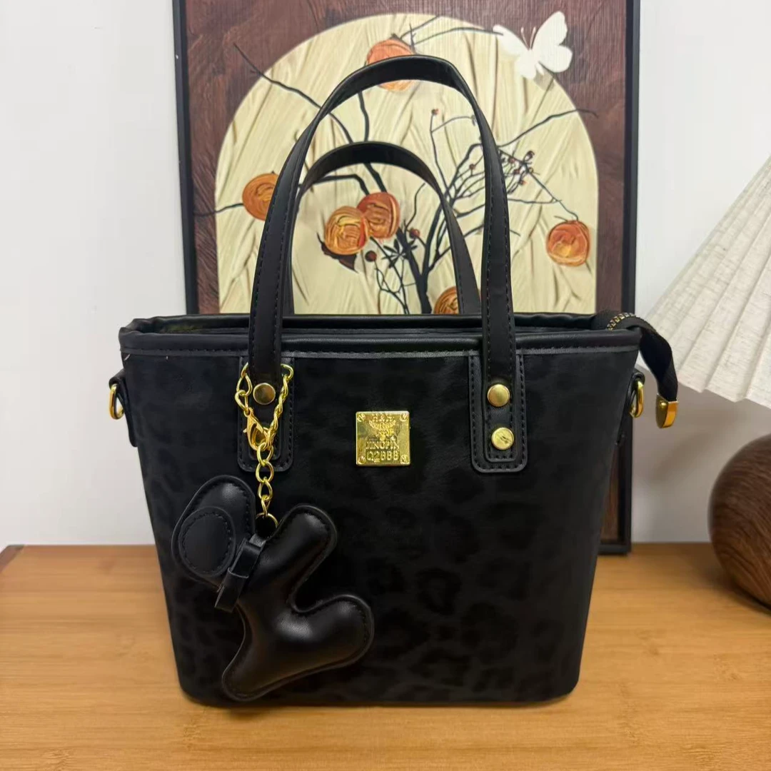 新款豹纹手提斜挎女士包包菜篮子