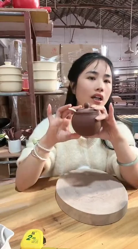 陶瑕疵紫砂调料罐送勺不圆色差
