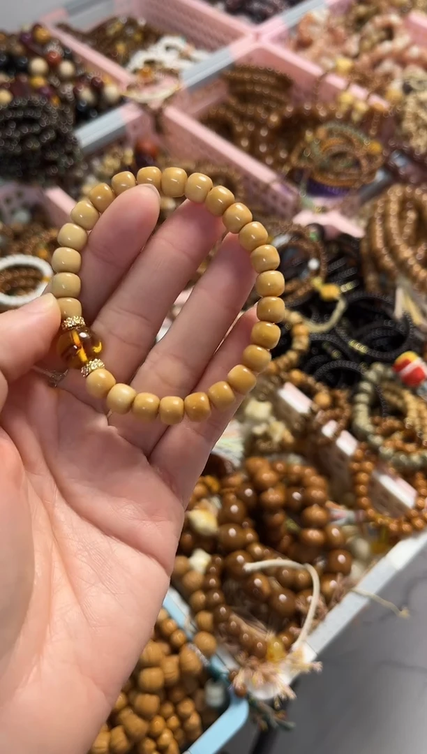 手串琥珀未镶嵌龙脊老型手串搭配琥珀7*8mm