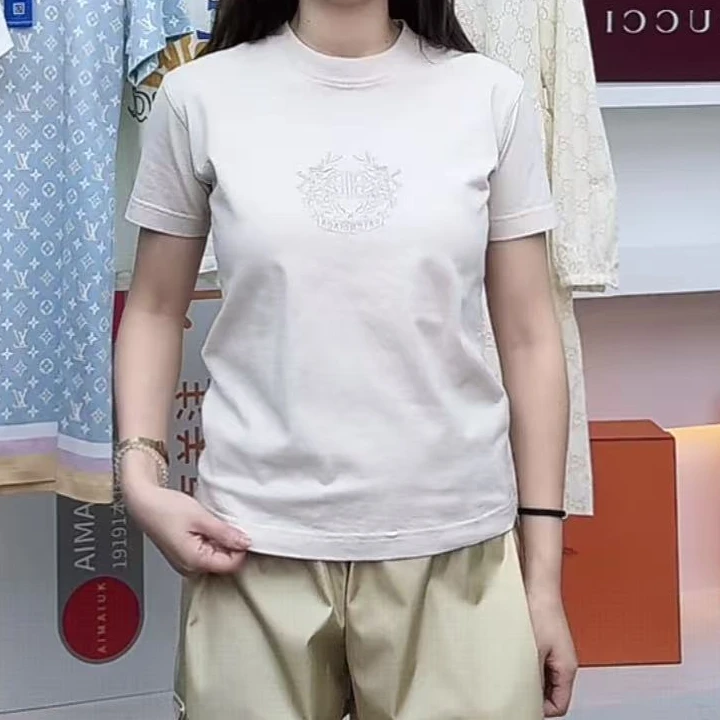 未使用 Balenciaga/巴黎世家 麦穗双B刺绣短袖 灰白/XS