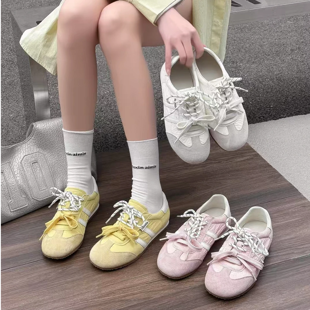 复古黄色德训鞋女2025春秋平底潮流舒适休闲板鞋运动鞋百搭阿甘鞋